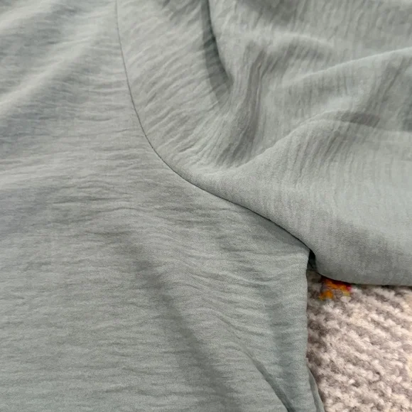 V Neck Tie Back Blouse Maurices soft green long sleeve dressy top elastic waist - Picture 5 of 8